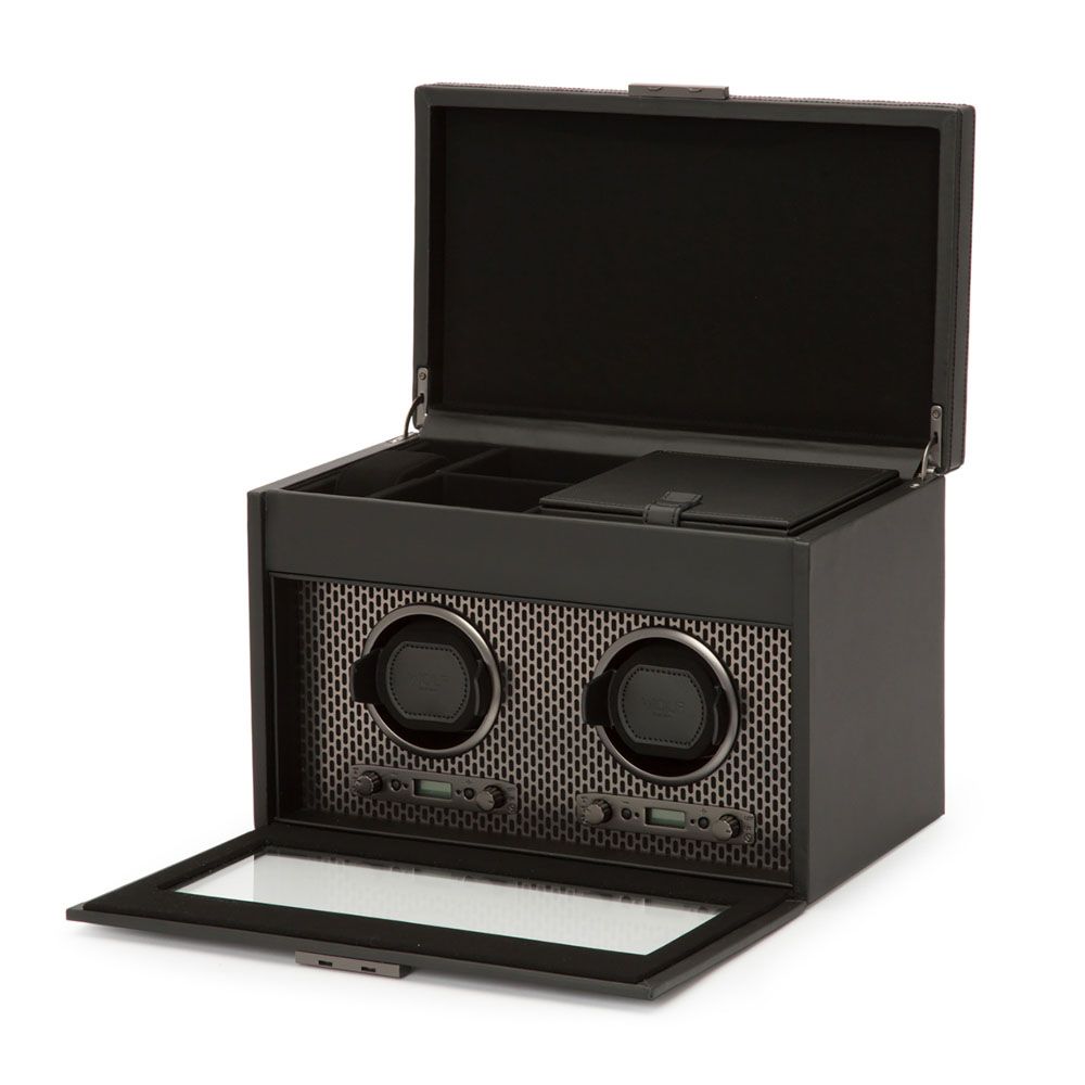Axis double watch winder with storage