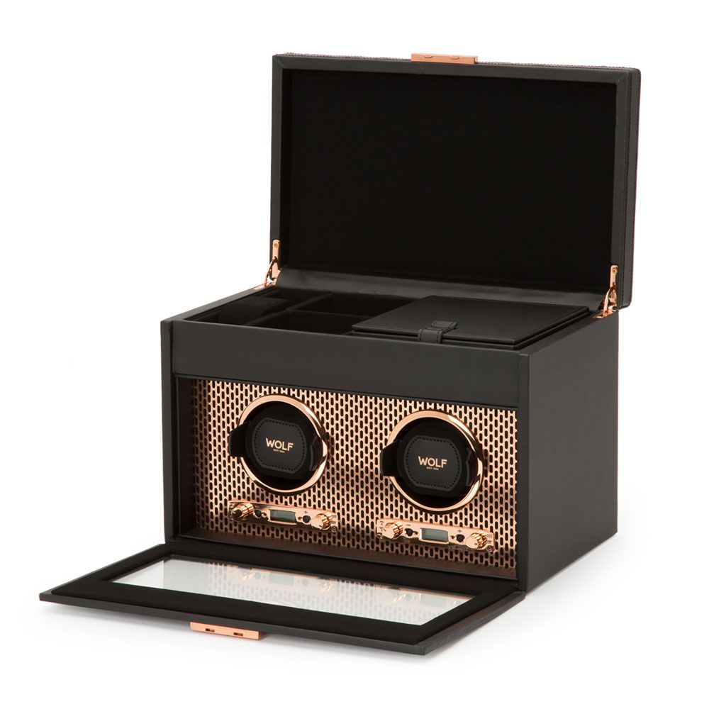 Axis double watch winder with storage