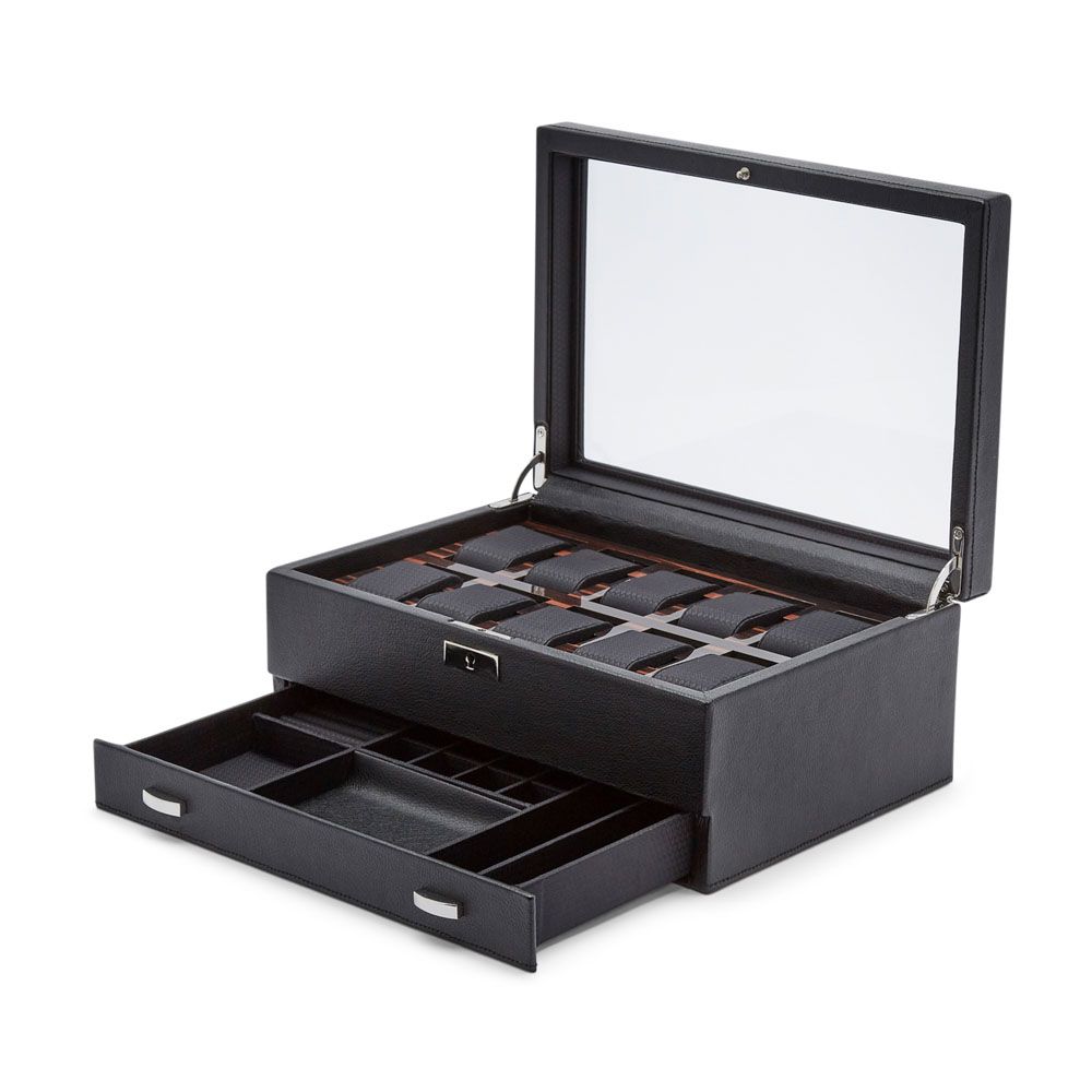 Roadster 10 Piece Watch Box With Drawer